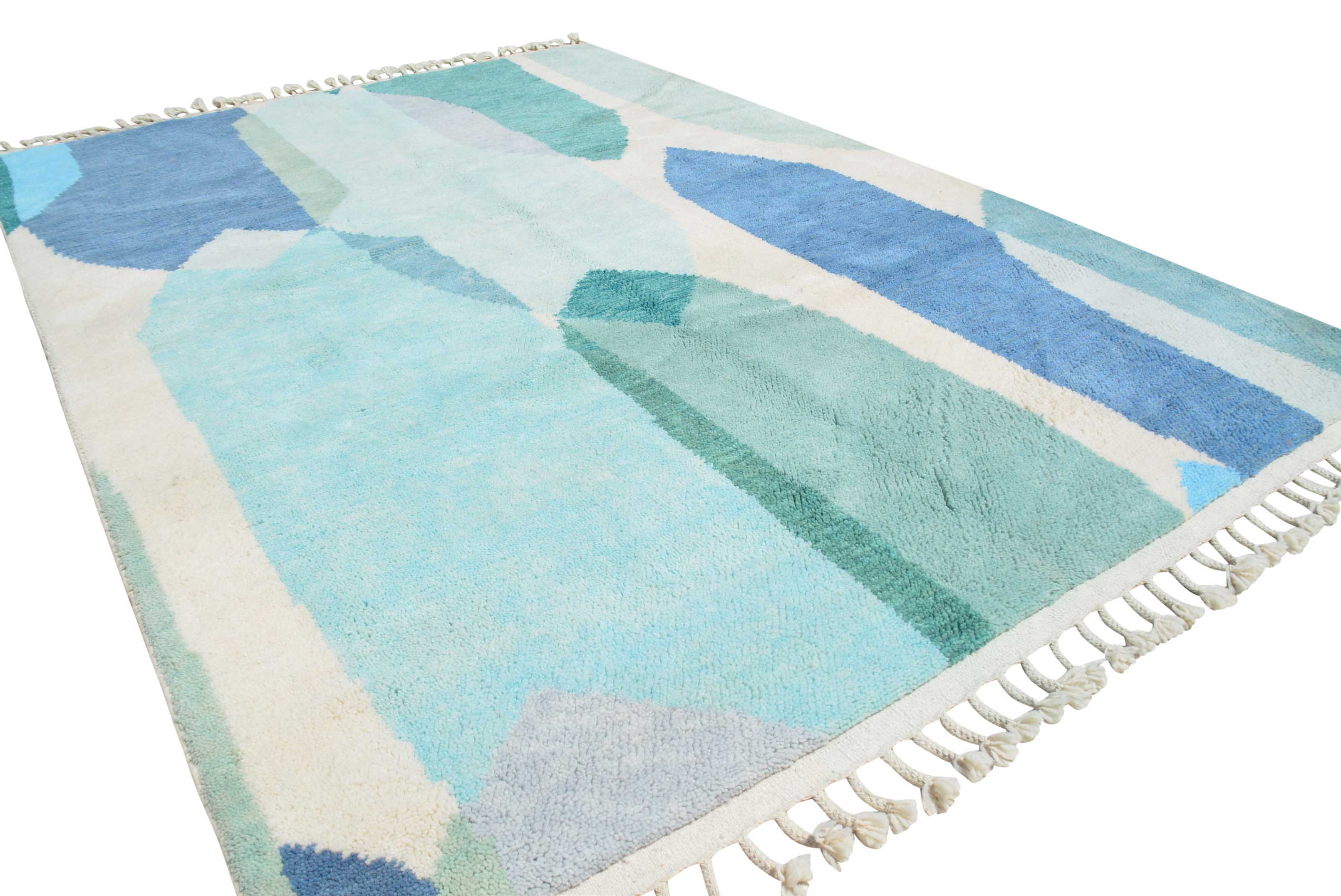 Aqua Dream: Handwoven Moroccan Wool Rug - Illuminate Collective