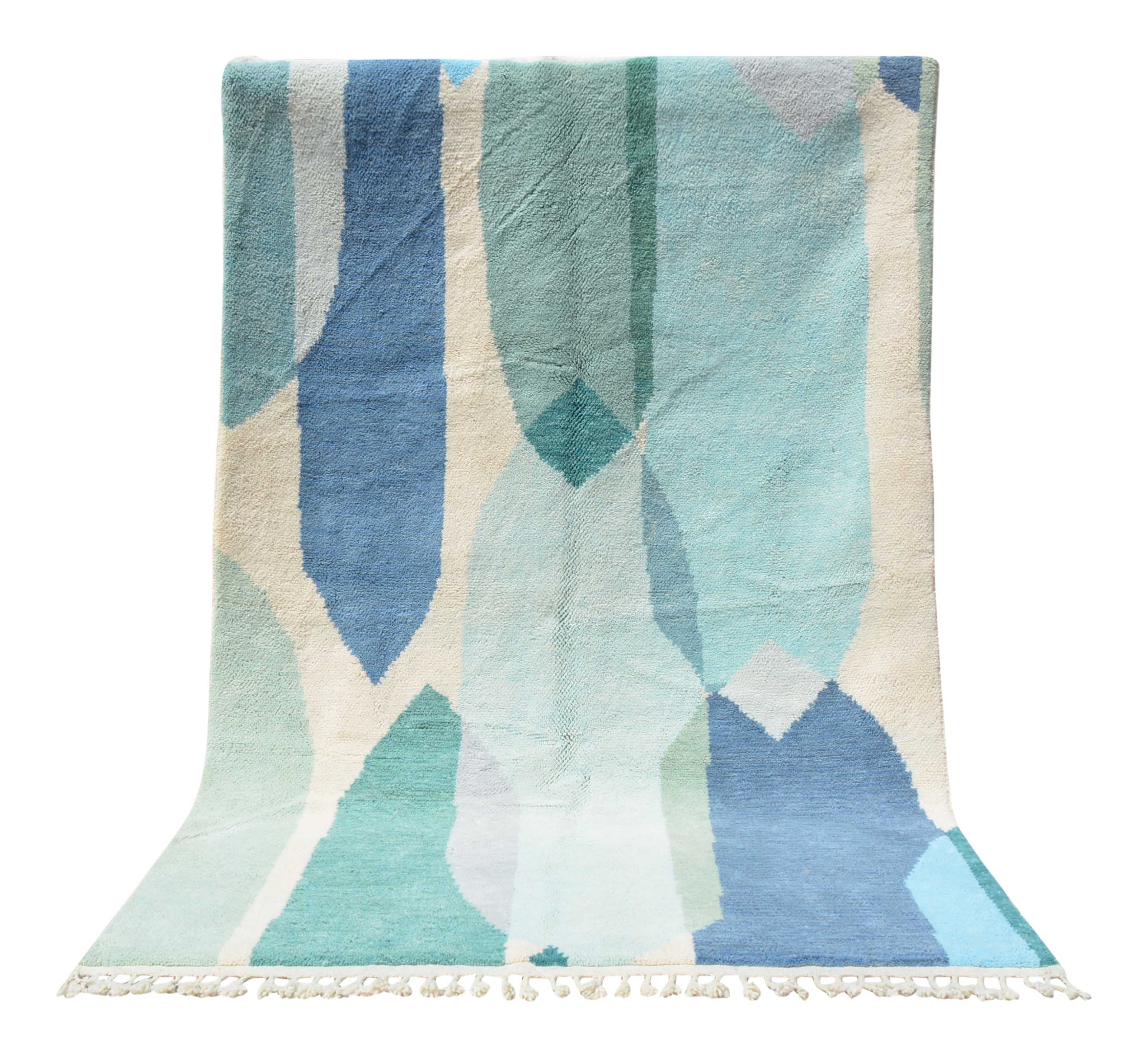 Aqua Dream: Handwoven Moroccan Wool Rug - Illuminate Collective