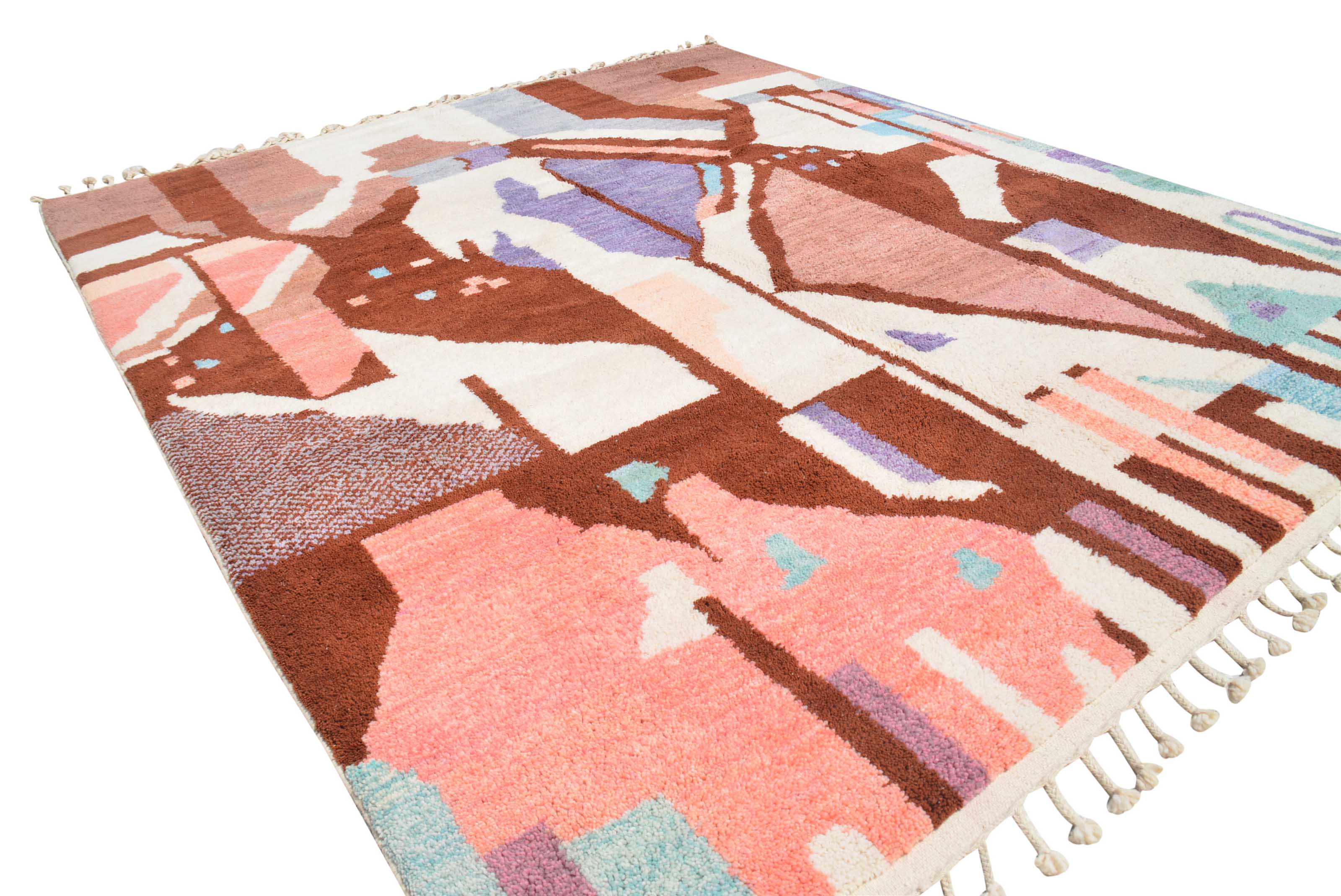 Blush Maze: Light Pink Geometric Rug - Modern Moroccan Design