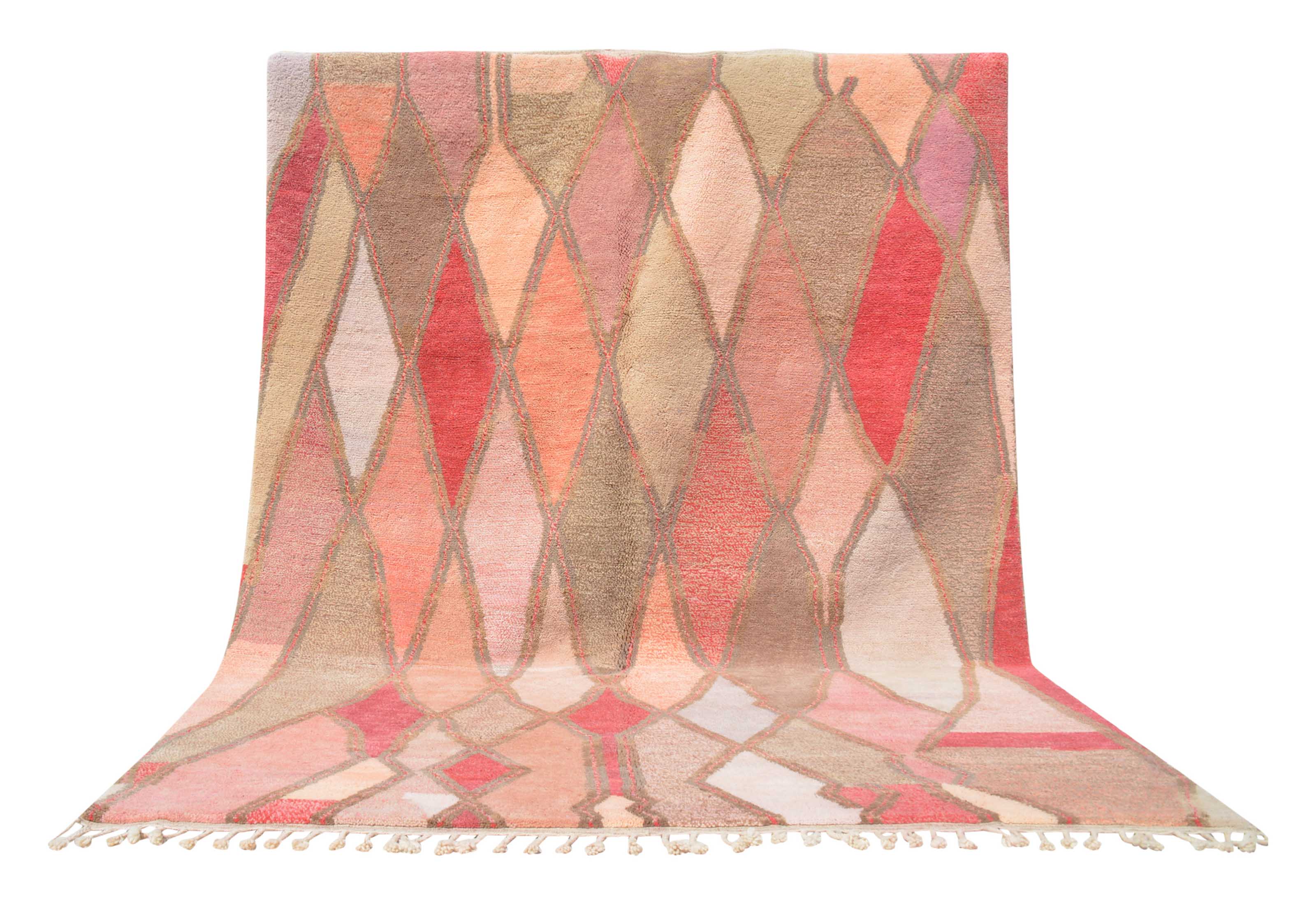 Fusion: Handwoven Moroccan Wool Rug - Red & Pink - Illuminate Collective