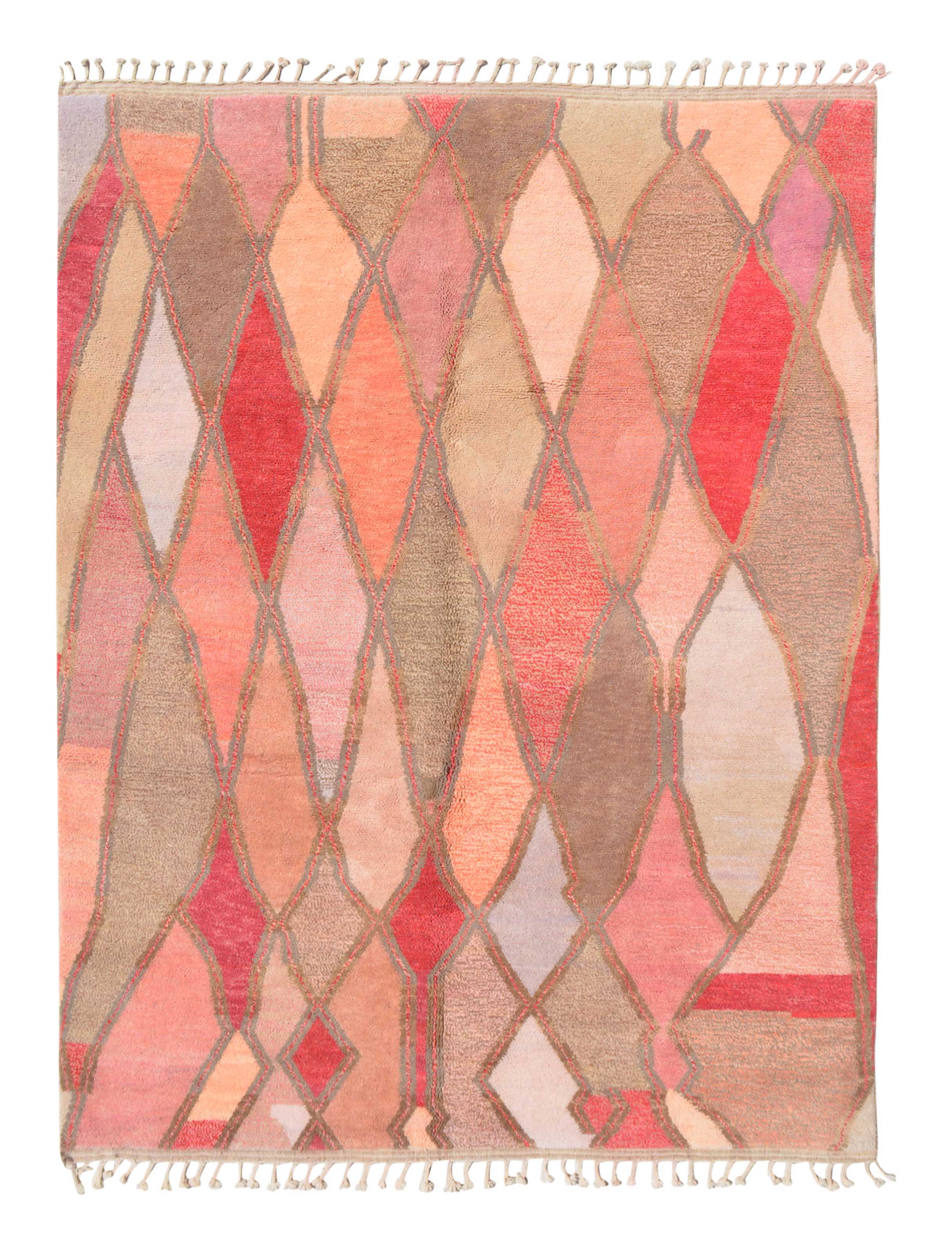 Fusion: Handwoven Moroccan Wool Rug - Red & Pink - Illuminate Collective