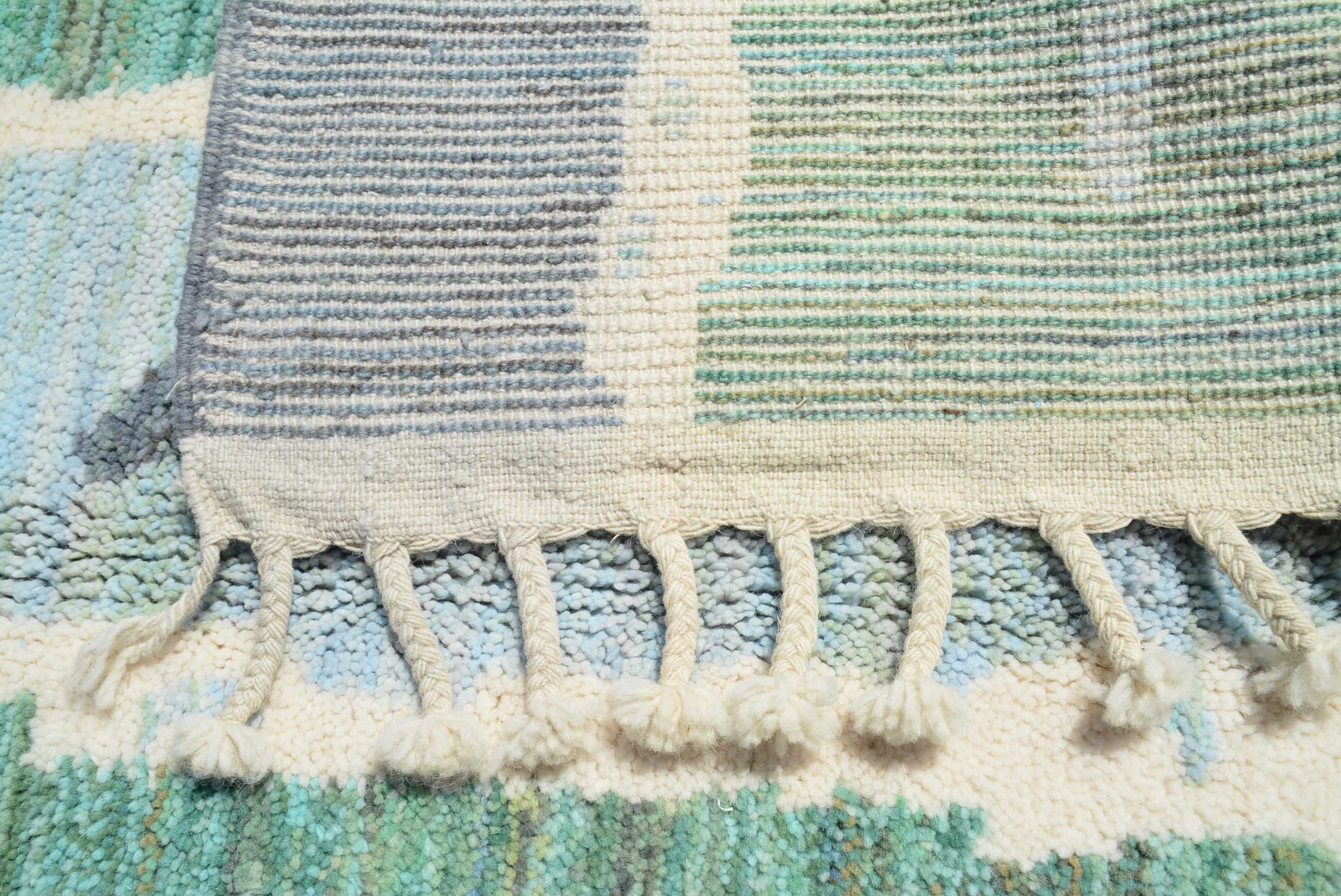 Misty Forest Handmade Moroccan Rug - Elegant Blue and Green Design | Illuminate Collective