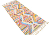 Rainbow Path – Moroccan Handmade Wool Rug | 2'8" x 6' Colorful Striped Design