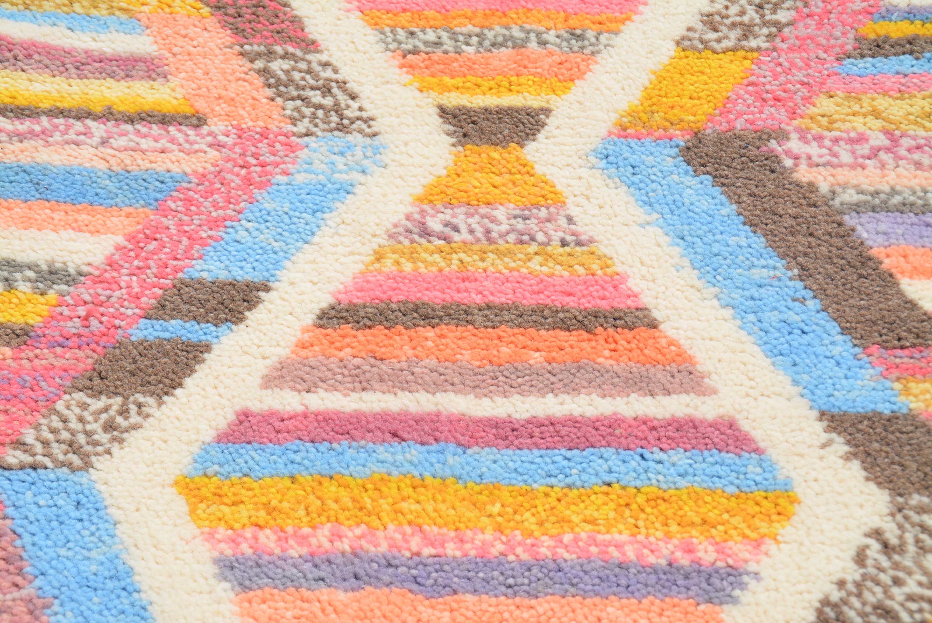 Rainbow Path – Moroccan Handmade Wool Rug | 2'8" x 6' Colorful Striped Design