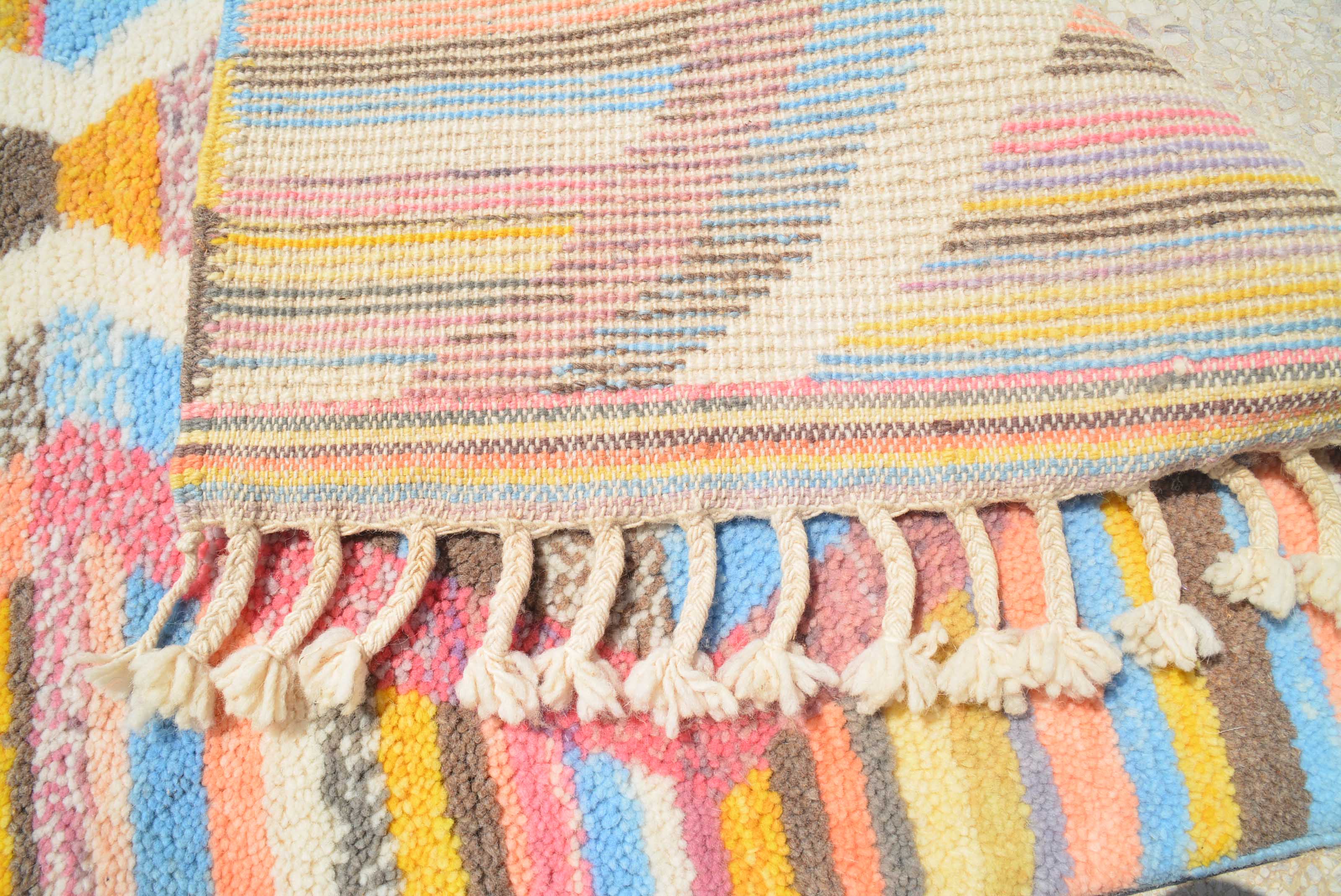 Rainbow Path – Moroccan Handmade Wool Rug | 2'8" x 6' Colorful Striped Design