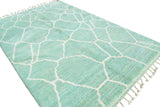 Surf Moroccan Rug - Handwoven Turquoise and White Geometric Design